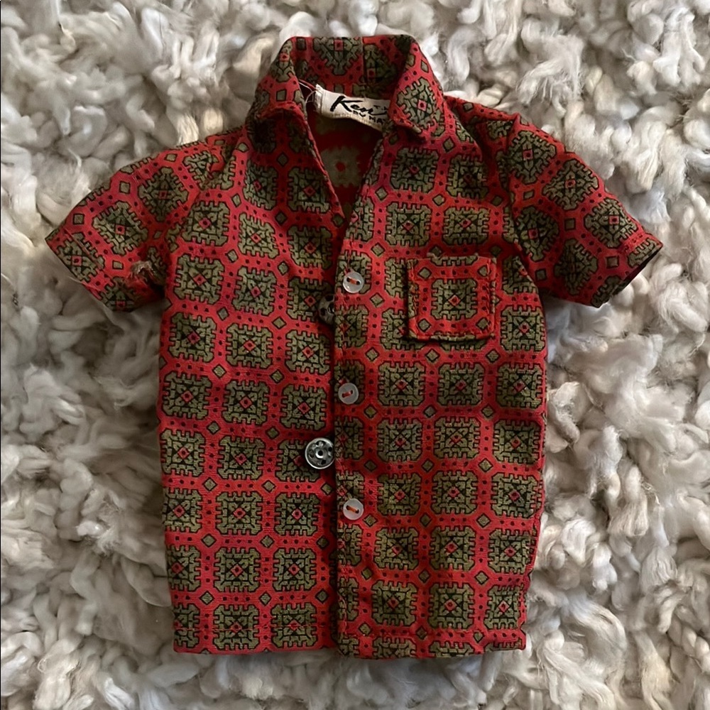 Ken Pak Sport Shirt Only Mattel #790 Red Olive Green No Doll 1962 Vintage